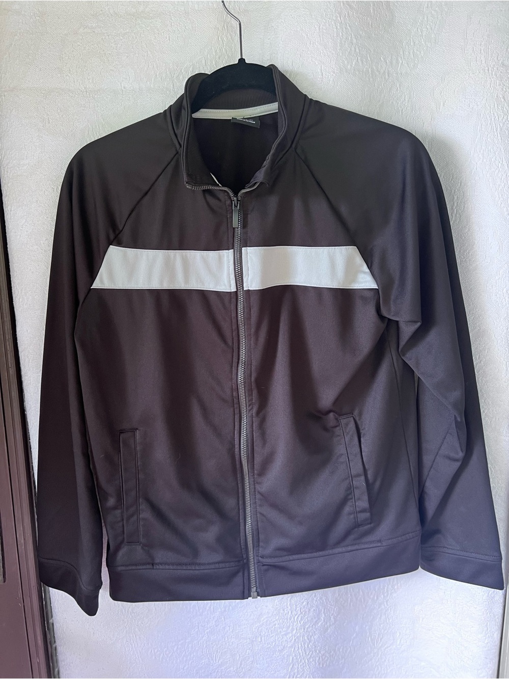 Athletic Works Brown Bomber Jacket with White Chest Stripe